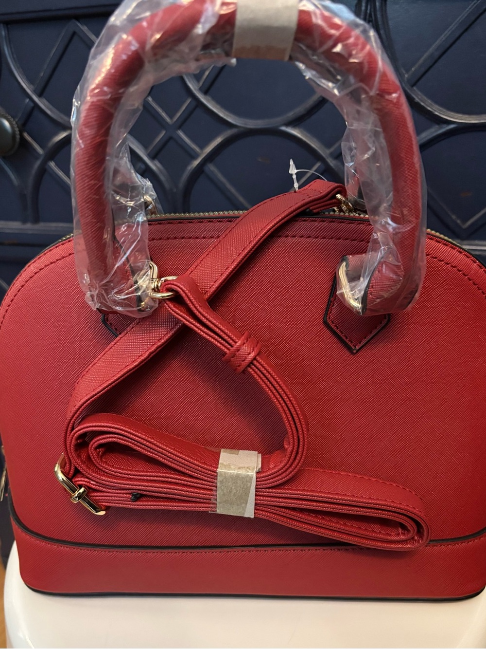 Marilyn Monroe Red Dome Satchel with Gold Hardware - Picture 3 of 5